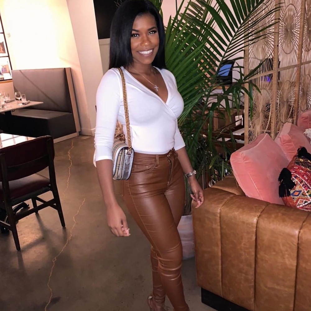 High Waist Tan Leather Pants